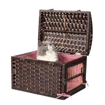 Cesta de mimbre para mascotas Nature con mango Caja de felino para gatos Cat Show Cat